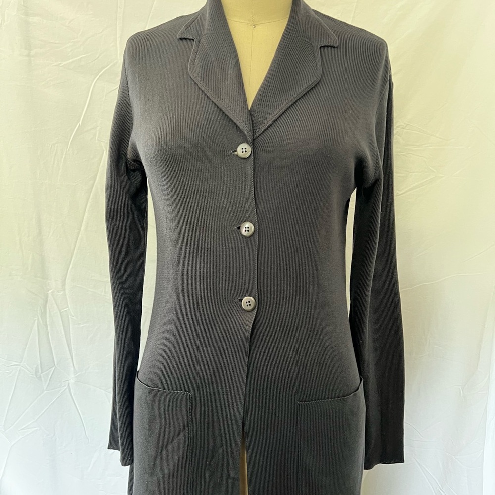 Prada Charcoal Button-Up 3/4 cardigan